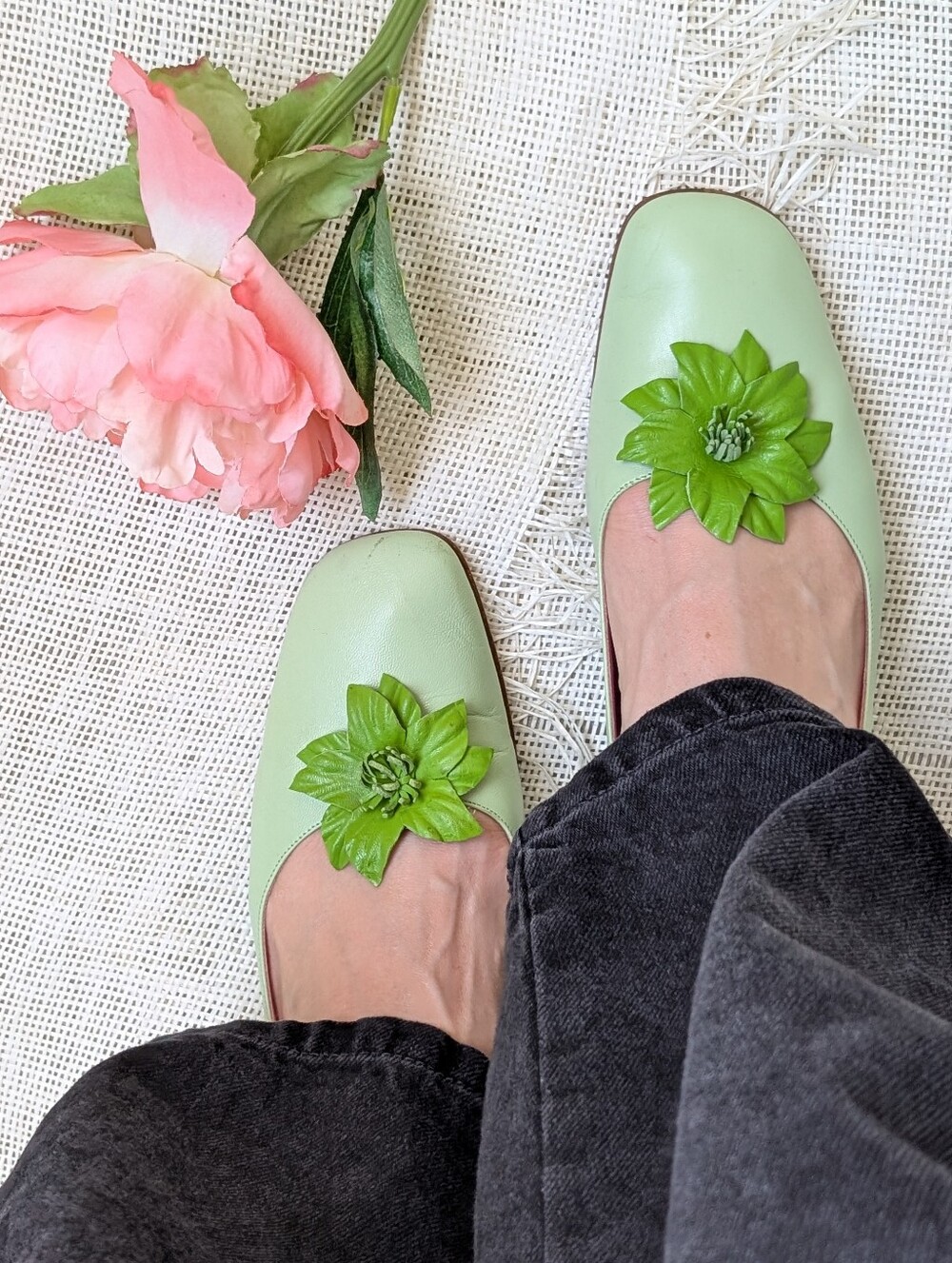 Lilly Pulitzer Green Floral Slingback Flats Sz9